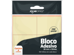 BLOCO ADESIVO AMARELO PASTEL 38MMX50MM C/4BLOCOS 100F