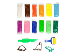 KIT MASSA DE MODELAR DINO C/12CORES + 5 MOLDES