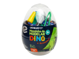 KIT MASSA DE MODELAR OVO DINO - 24 CORES + 7 MOLDES
