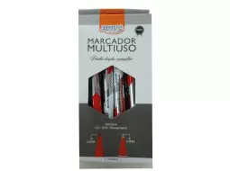 MARCADOR PONTA DUPLA VERMELHO C/12