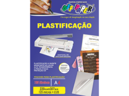 PLASTIFICACAO A4 220mmX307mm C/ 100 LAMINAS (PVC LAMINACAO)