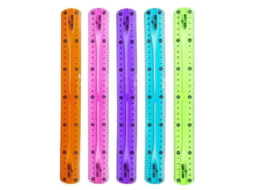 REGUA PLASTICO FLEXIVEL 30 CM CORES SORTIDAS C/25